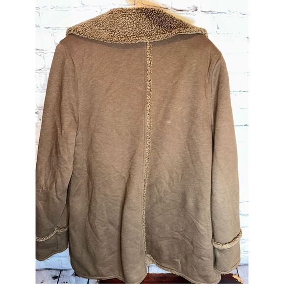EDDIE BAUER SHERPA FAUX SHEARLING REVERSIBLE COAT SOFT BROWN TRENCH SOFT LARGE - Picture 8 of 12